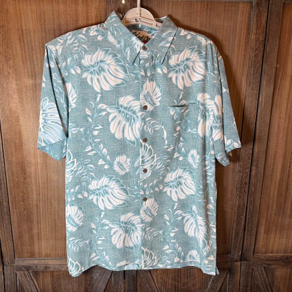 Woody's Retro Lounge Tropical Monstera Hawaiian Shirt Mens Large Modal Blend